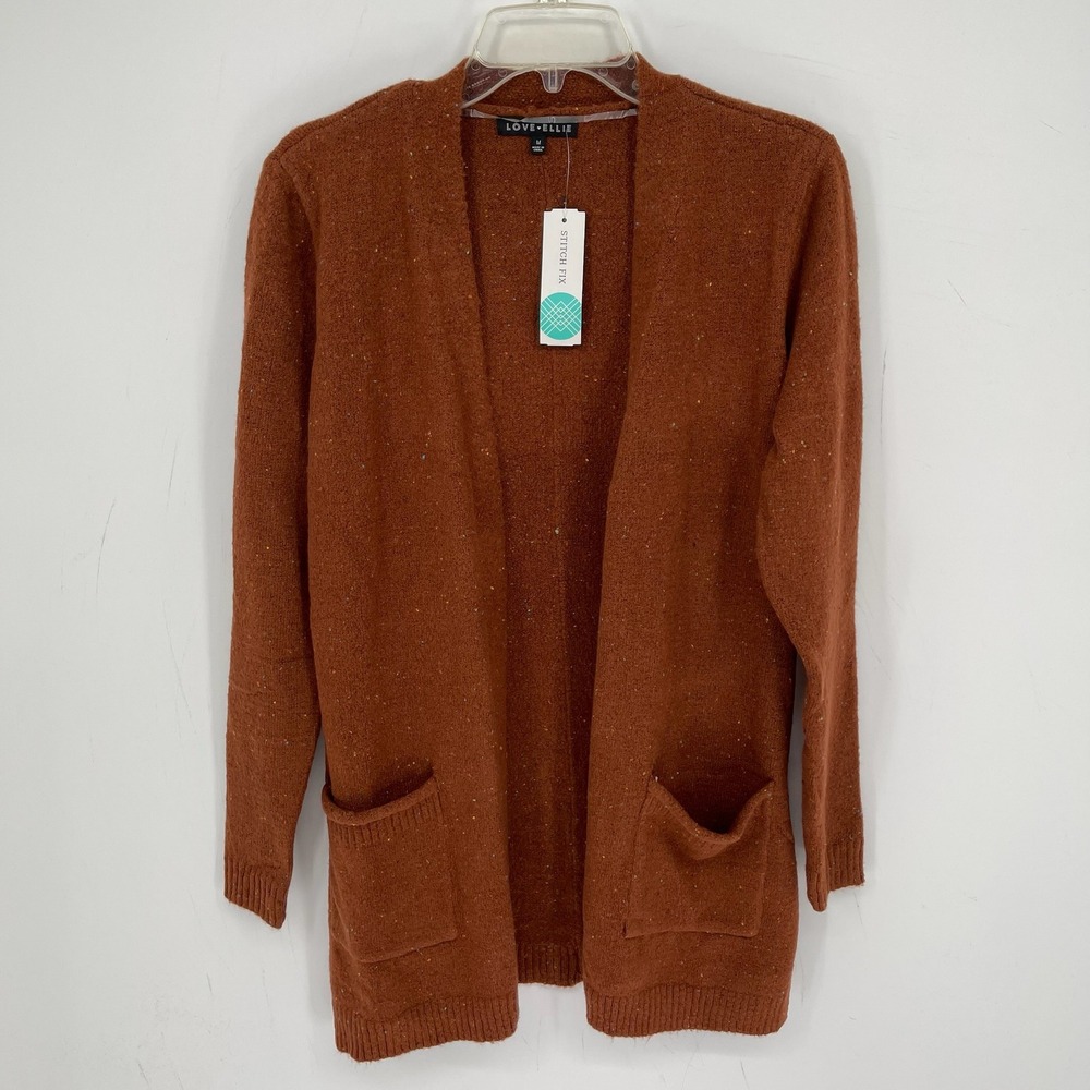 Love Ellie NWT Women's Burnt Orange Wells Confetti Open Front Cardigan Size M